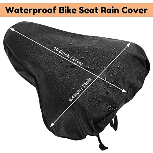 3 Pieces Waterproof Bike Seat Rain Cover with Drawstring Mountain Bicycle Seat - Picture 2 of 7