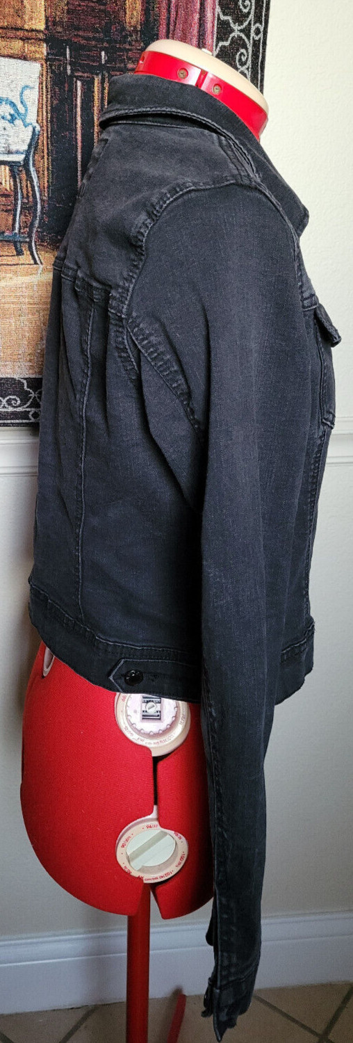 Wax Jean Basic Denim Black Button-Up Thin Long-Sl… - image 4