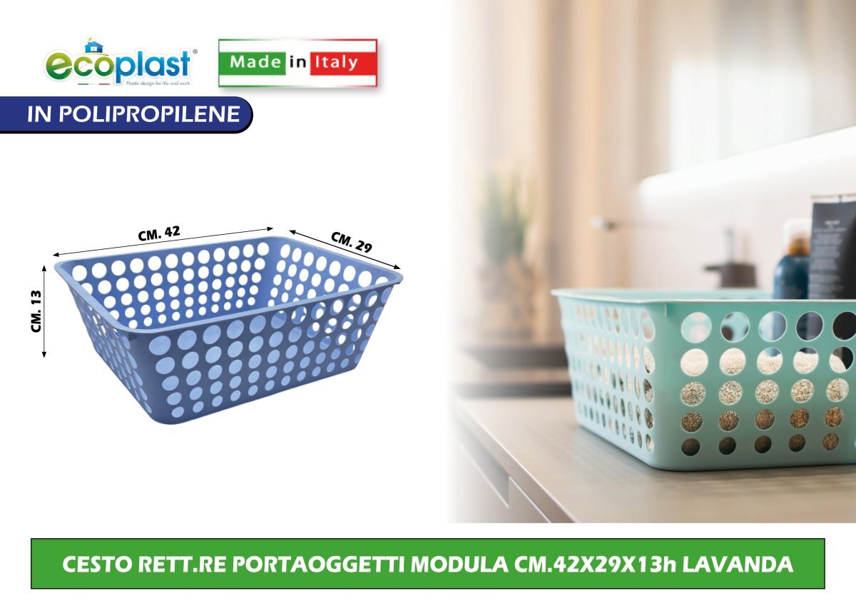 CESTO RETT.RE PORTAOGGETTI MODULA CM.42X29X13h CELESTE