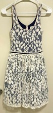 Anthropologie Women Lace Floral Motif Embroidered Dress White Blue Size XS NWT!!