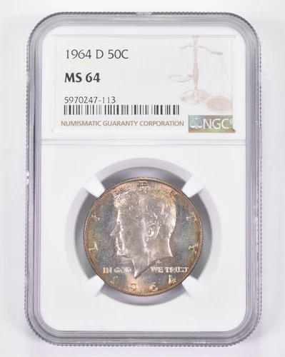 MS64 1964-D Kennedy Half Dollar - Graded NGC Toned! *8982
