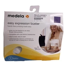🍌 Medela Easy Expression Bustier Hands Free Pumping Bra New WHITE Large - P2