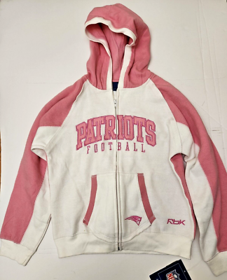 New England Patriots NFL Reebok Youth Pink/White Hoodie Medium 10