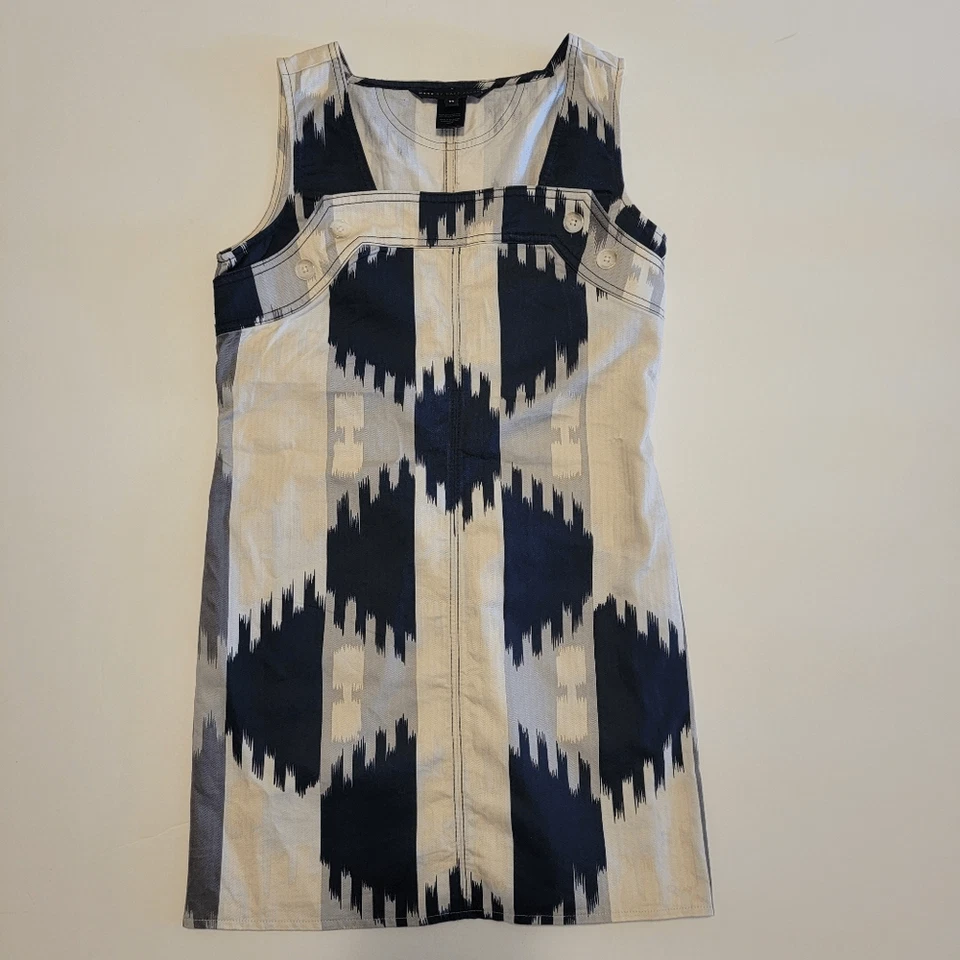 Vestido corto Marc Jacobs abstracto jersey talla 2 parche trabajo sin mangas Foto 3 de 4
