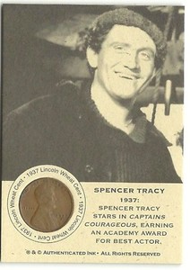 1 only  RARE COIN CARD  - SPENCER TRACY COMES WITH  CLASSY PROTECTOR