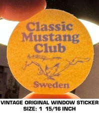 CLASSIC MUSTANG CLUB OF SWEDEN - VINTAGE ORIGINAL WINDOW DECAL STICKER - 90'S