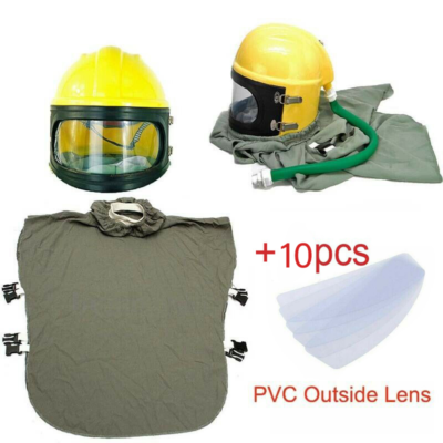 #ad #ad Safety Sandblast Helmet Sandblaster Sandblasting Hood Protector Gear10PCS Lens $89.89