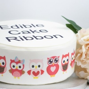 Rose Hiboux Comestible Glacage Gateau Ruban Cote Bandes 3 X Bandes Ebay