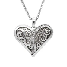 Silver Plated Unified Love Heart Necklace with white Swarovski By Controse