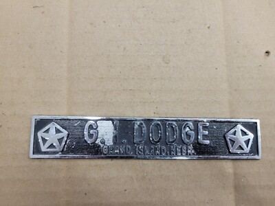 G.I. Dodge Grand Island NE Metal Car Dealership Emblem Badge Logo Advertising