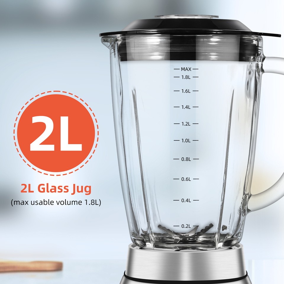 Glass Jug Blender Table Top Food Blender Smoothie Maker Juicer Ice