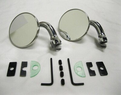 CHROME 3'' Universal Door Edge Peep Mirrors w/ Short Arm Retro Street Rod PAIR
