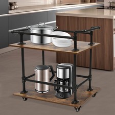 Particleboard Utility Service Cart 2 Shelf 200LBS 360  Swivel Wheels