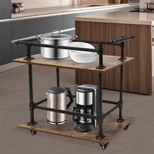 Particleboard Utility Service Cart 2 Shelf 200LBS 360�� Swivel Wheels