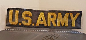 1-Vintage-Original-Vietnam-War-U-S-ARMY-BLACK-GOLD-Yellow-Uniform-Tape-Tag
