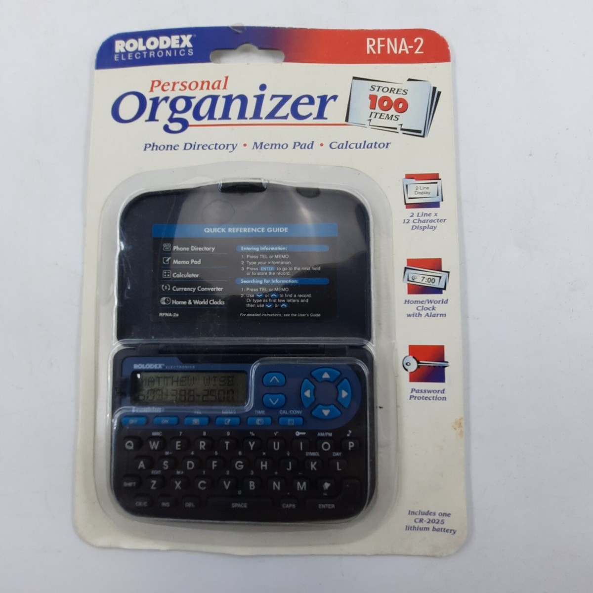 Rolodex Electronic Personal Organizer 1998 Franklin RFNA-2 Stores