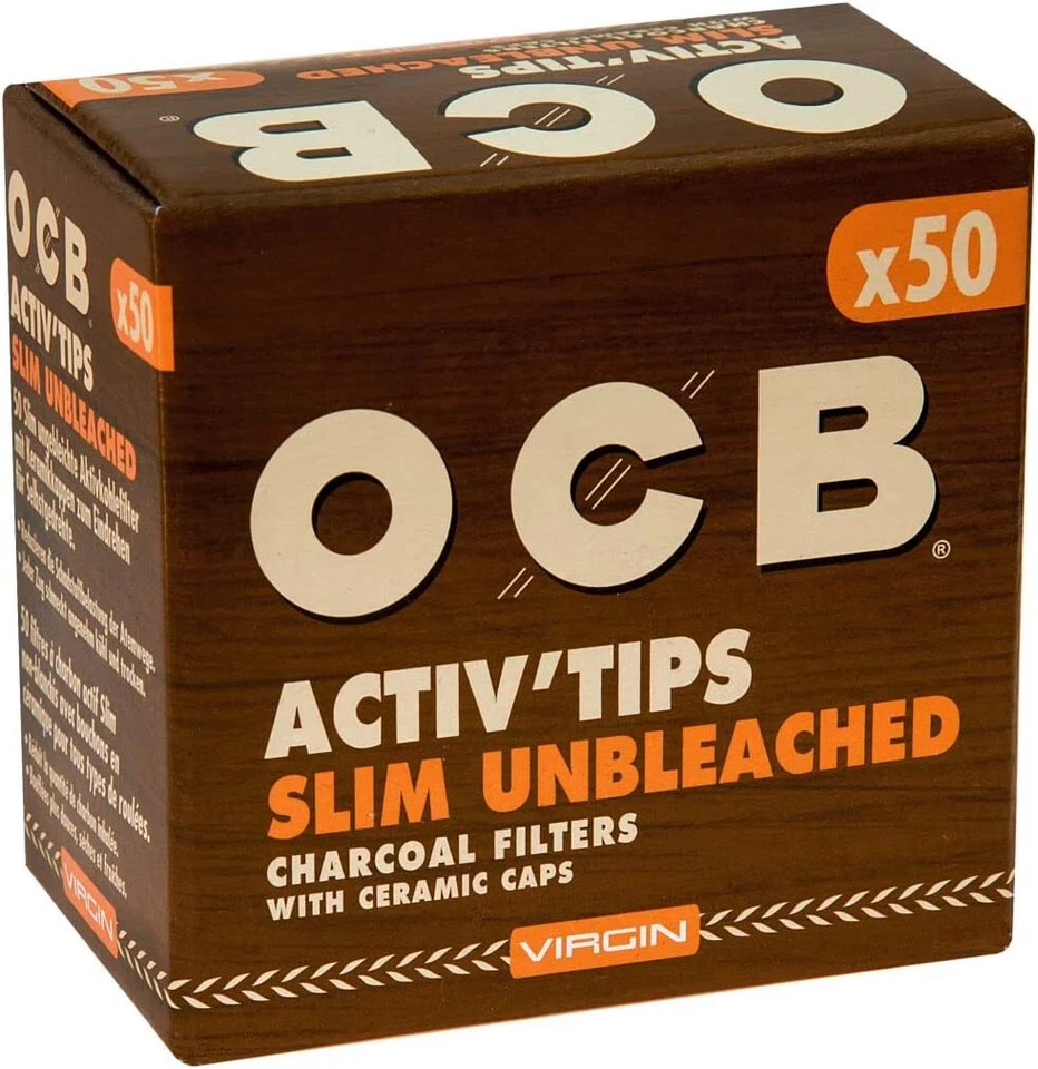 OCB SLIM 7 mm UNBLEACHED Activated Carbon Filter with Ceramic Caps 50 Pieces x 2 - Image 4 of 4