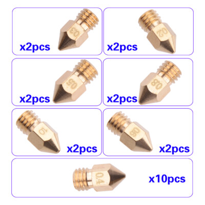 22x MK8 Extruder Nozzle Kit 0.2~1.0mm Fit For Makerbot Reprap Anet A8 3D Printer