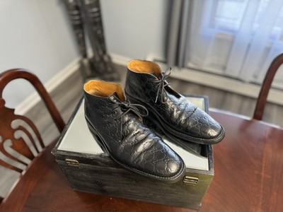 Gucci Black Embossed GG Leather Chukka Boots Size 10D