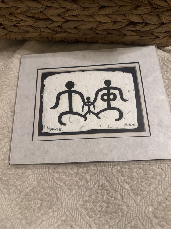 Ohana Family Signed PHILLIPE Miller HAWAII Wall Art on Hand Made Paper