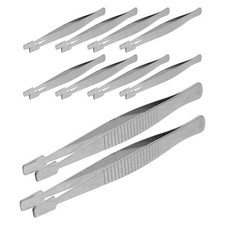 10 Pcs Philately Stamps Collector Tools Straight Flat Tip Tweezer