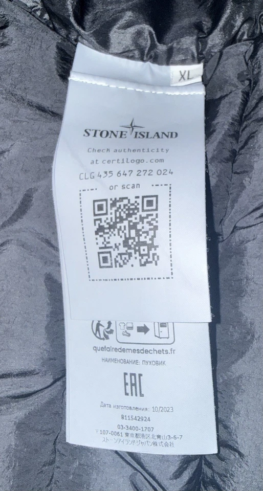 Stone Island Daunenjacke Herren XL schwarz Stehkragen Logo-Patch, Nylon - Bild 3 von 4