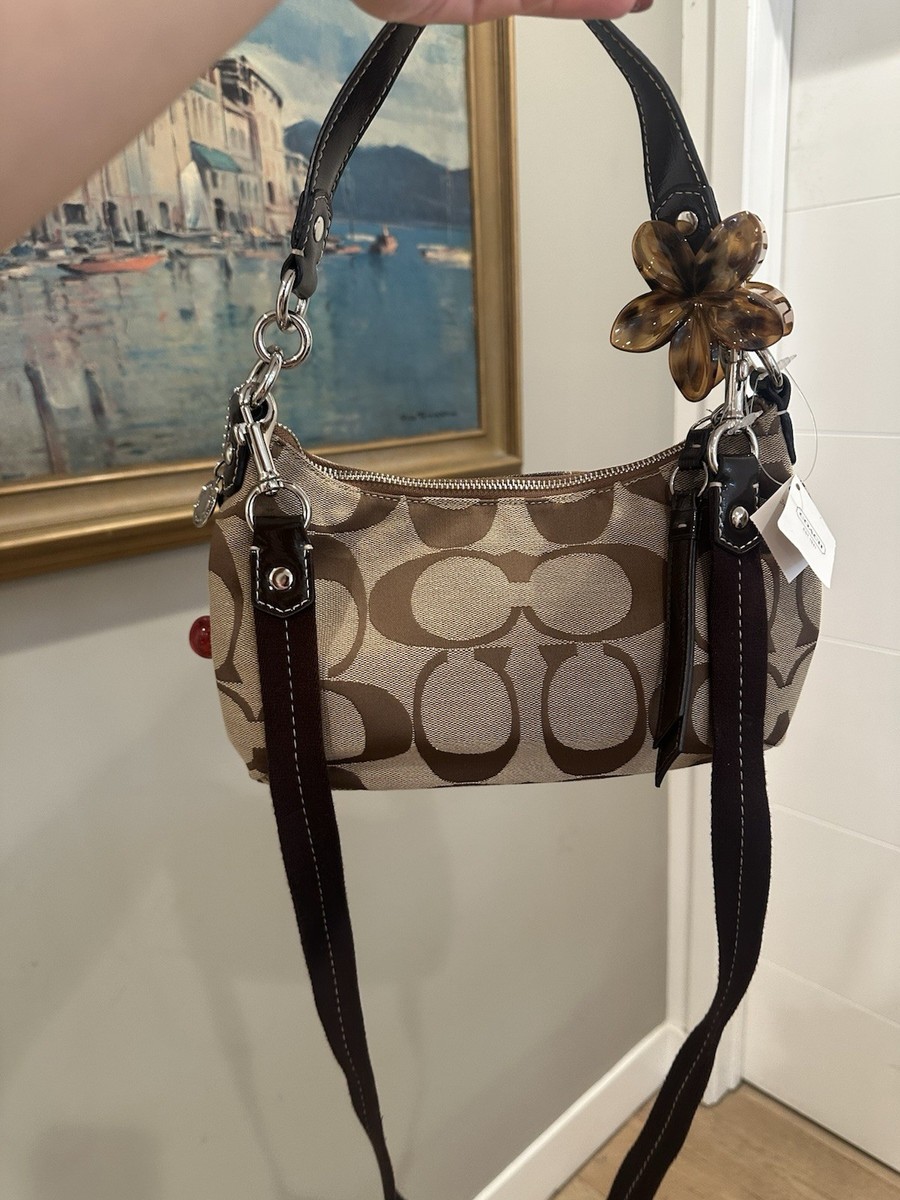 Authentic Coach signature demi shoulder bag in classic khaki and