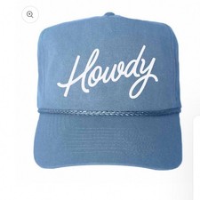 Frankie Jean Howdy Hat Blue Denim Baseball Cap Hand Lettered Austin Texas