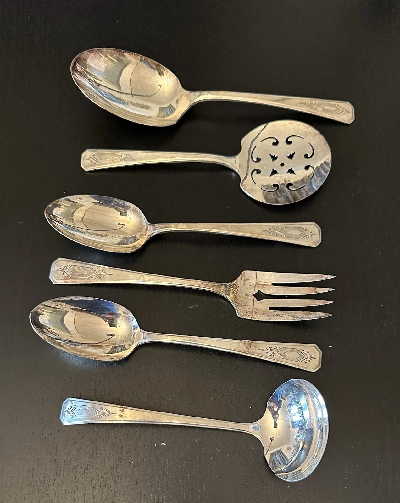 WM A Rogers A1 Plus Oneida Nuart Silver Plate 6 Piece Serving Set