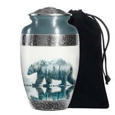 Bear Heart Burial Urns for Ashes Adult Female, Handcrafted Urn 10 Inch 