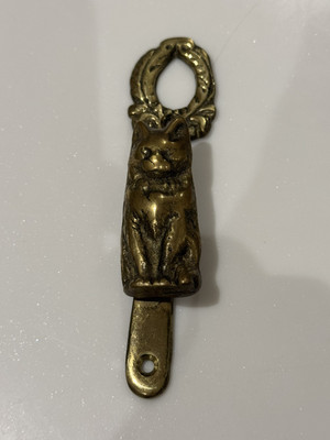 Vintage Türklopfer für sitzende Katze aus Messing - 12,5 cm x 3 cm