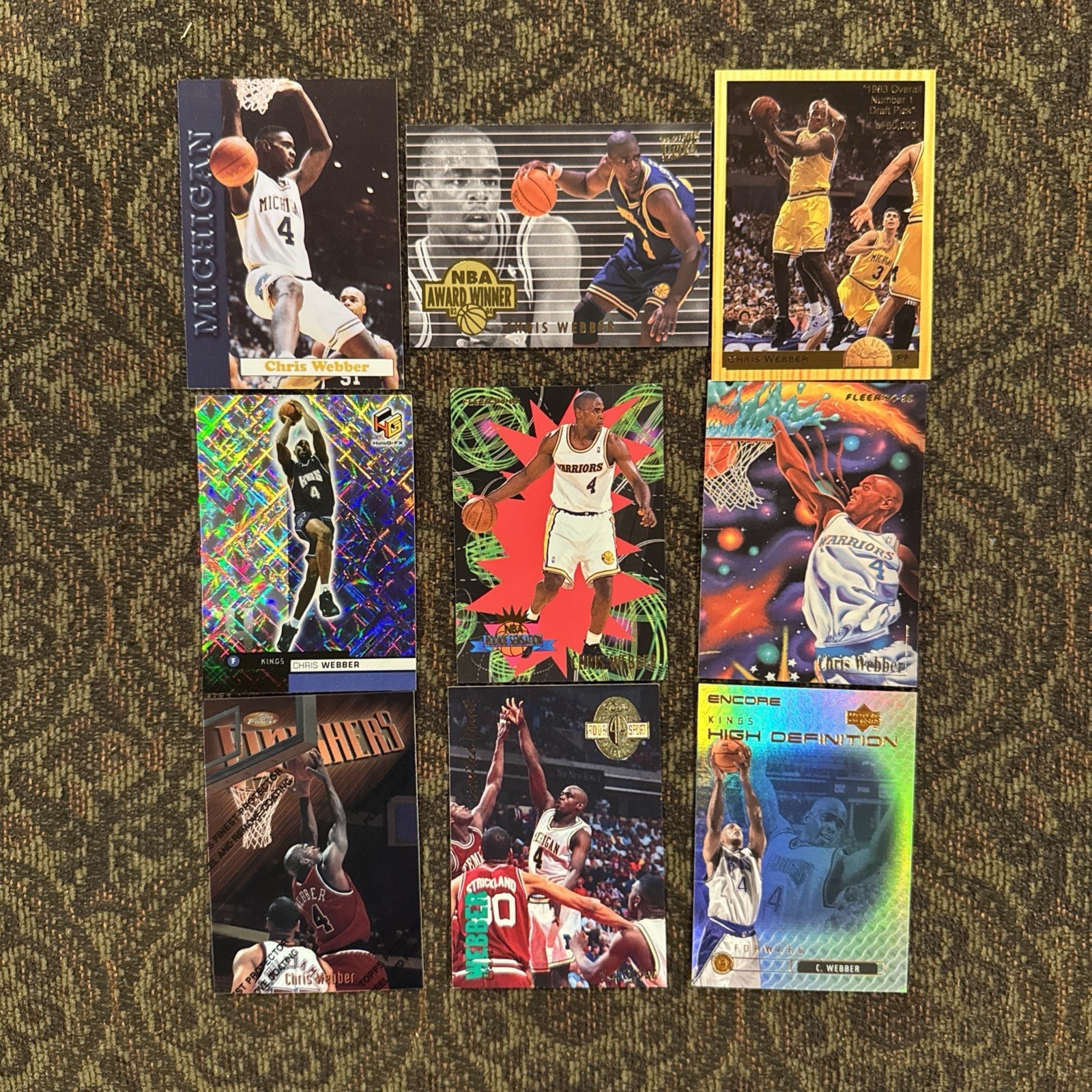 Chris Webber 9 Card Lot! With RC’s, Inserts & Premium Brands, all NM