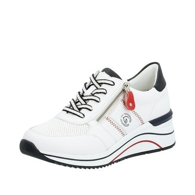 REMONTE Damen Sneaker weiß D0T04-81 echt Leder lose Einlage Schnürschuh maritim