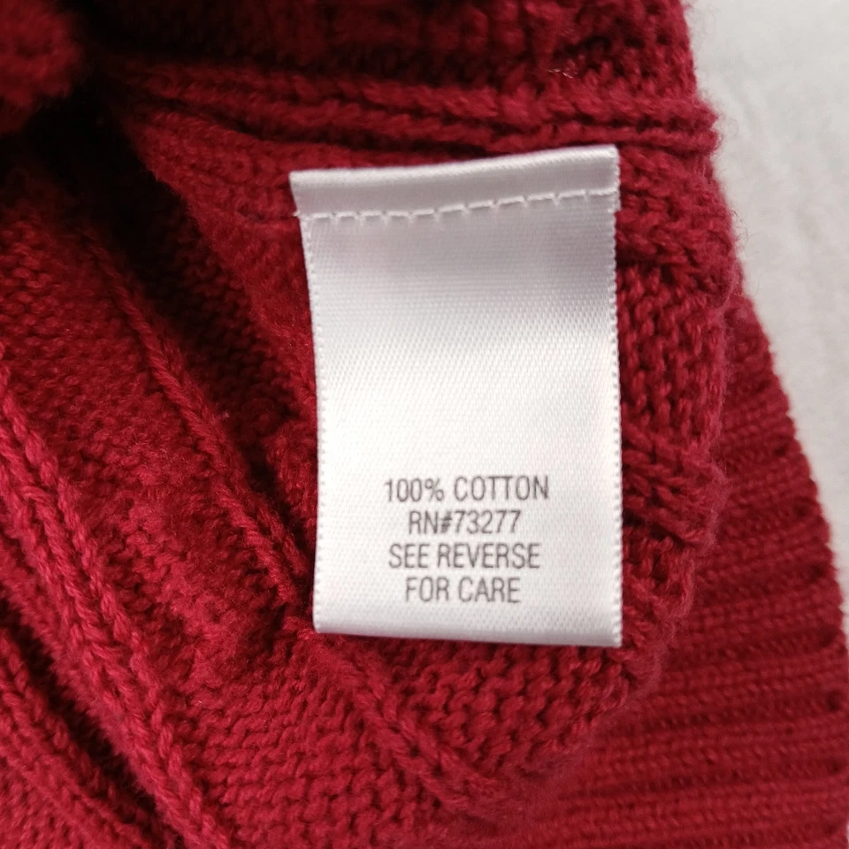 Croft + Barrow Cotton knit sweater Women M/Red/V-neck/cable pattern/long sleeves Foto 4 de 4