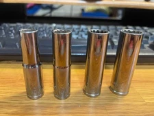 4X BLUE POINT TOOLS 3/8, 7/16, 1/2, 9/16 - 3/8" DRIVE, DEEP SOCKETS, 12 Pt