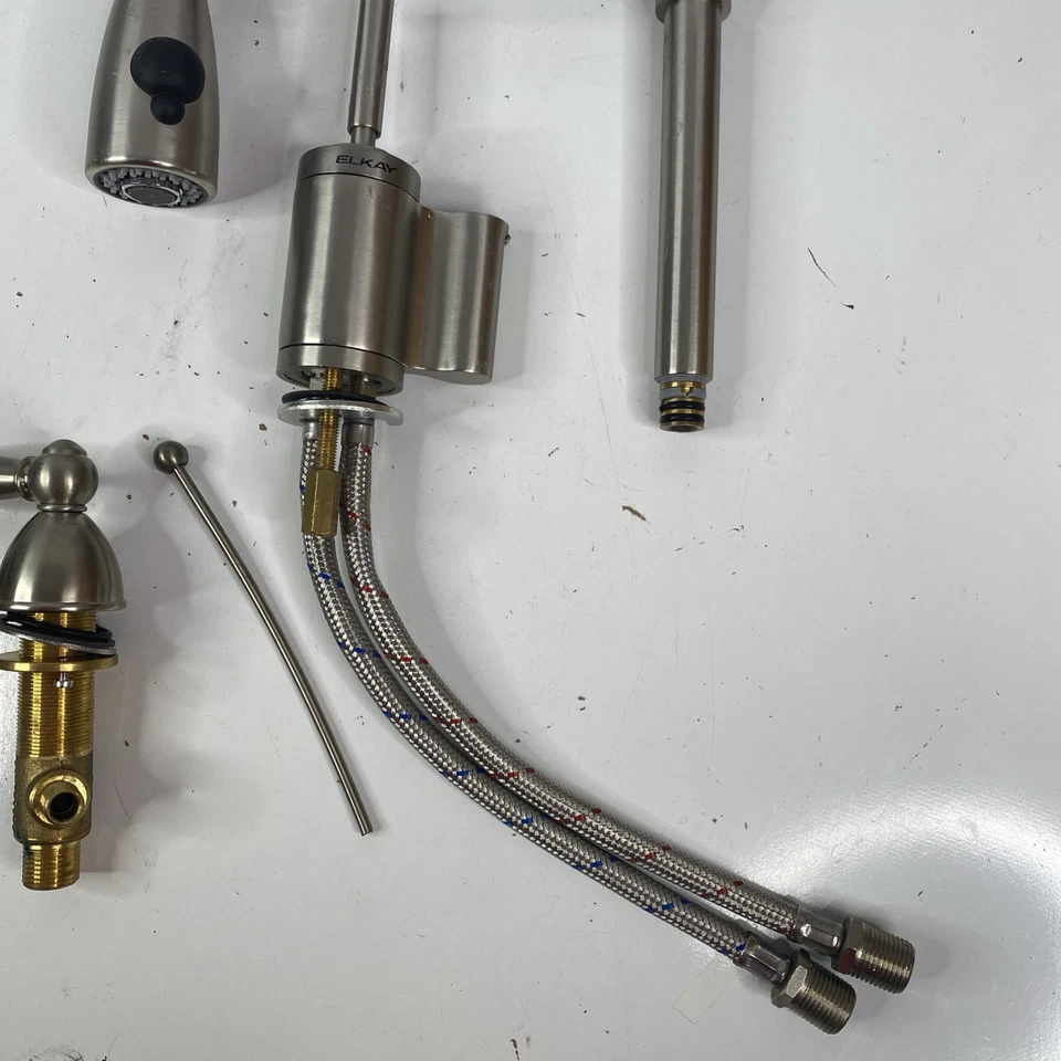 Elkay Three Hole Bridge Faucet w Pull-down Spray Lever Handles - Image 3 of 4