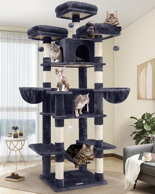 Big Cat Tower for Indoor Cats, 80inch Cat Tower for Multiple Adult Cats XXL C...