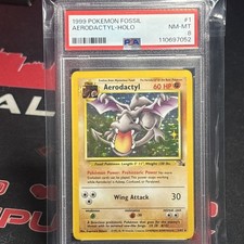 1999 POKEMON FOSSIL #1 AERODACTYL-HOLO PSA 8