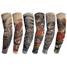 6 Pcs Arm Sleeves - Fake Tattoos, Temporary Tattoo Covers for Men & Women (Sun P