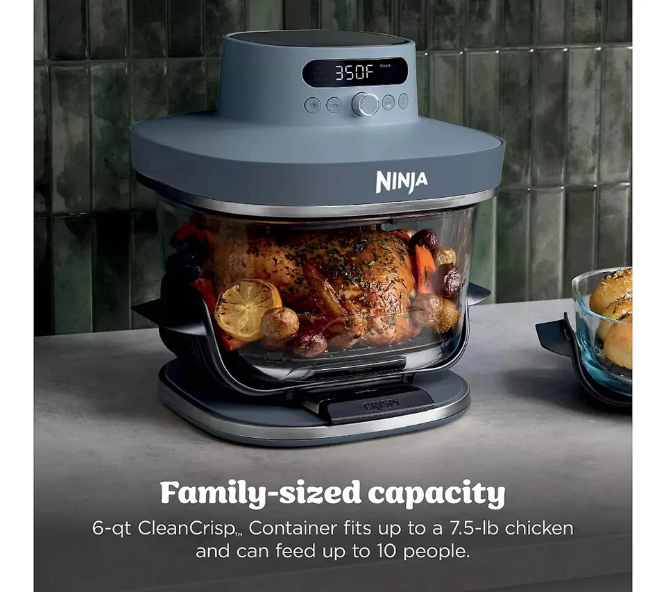 Freidora de aire de vidrio para encimera Ninja Crispi Pro 6 en 1 eliminada, azul Foto 3 de 4