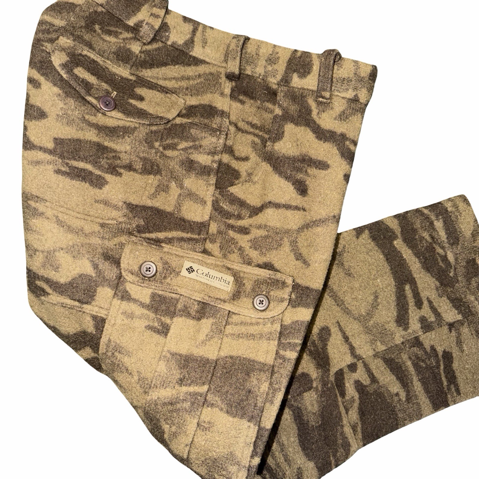 Vintage Columbia Gallatin Range Pants Wool Blend Camo Hunting Cargo Men's 38 image 8