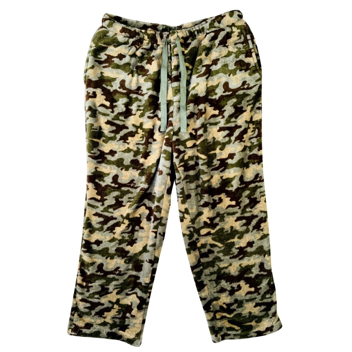 Joe Boxer Mens XL Camo Fleece Pajama Pants Green Brown Lounge