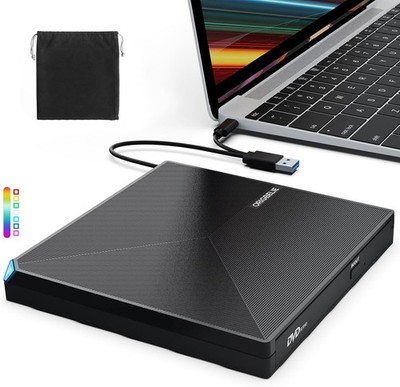 ORIGBELIE Externes DVD Laufwerk, USB 3.0 Typ C CD DVD +/-RW Externer DVD, PC