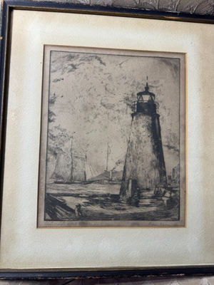 #ad #ad Hopper Emory 1881 1939 quot;Lazaretto Lighthouse amp; Fort McHenryquot; Etching Signed $98.75