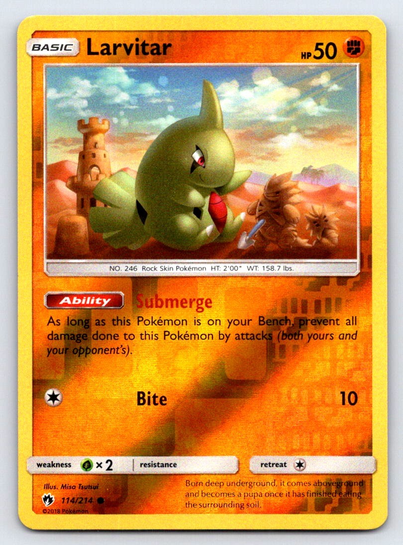 Larvitar 114/214 Common Lost Thunder Pokemon Reverse Holo Lightly Played