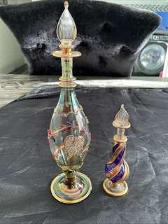 Vintage Hand blown Egyptian Glass Perfume Bottles Very Pretty