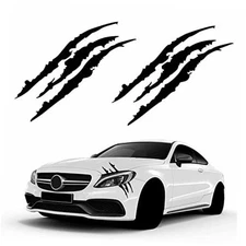  2PCS Monster Claw Scratch Mark Decals, Automotive Exteriors Waterproof Black