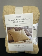 Threshold Wheat Garment Washed Paisley Stitch Quilted Standard Pillow Sham