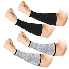 2 Pairs Cut Resistant Sleeve Arm Protection Sleeves Level 5 Black, Gray