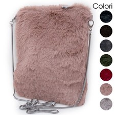 Borsetta tracolla pelliccia eco piccola Borsa pochette da donna per ragazza moda
